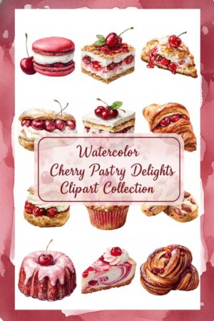 Sweet Cherry Pastries & Desserts Clipart Bundle - cherry, pastry, dessert