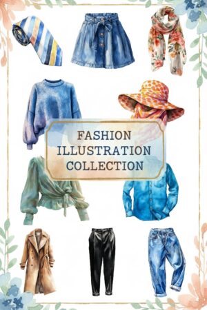 Chic Watercolor Fashion Collection Clip Art - fashion, watercolor, clipart