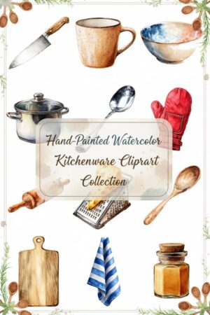 Watercolor Kitchenware Clipart Set - watercolor, kitchenware, clipart