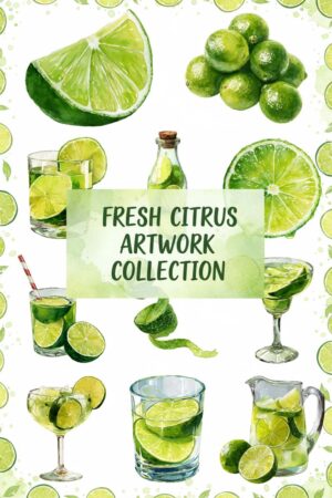 Vibrant Lime Citrus Watercolor Collection - watercolor, lime, citrus