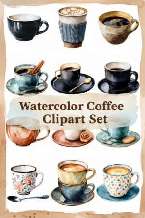 Watercolor Coffee Cup Collection Clipart - coffee, cup, mug