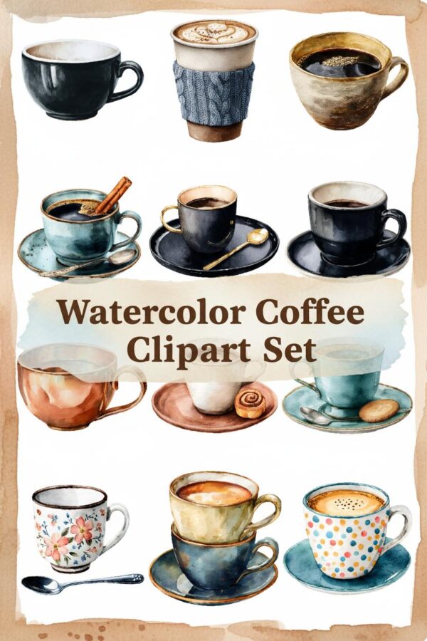 Charming Coffee Cup Clipart Collection Watercolor Coffee Cup Collection Clipart - coffee, cup, mug