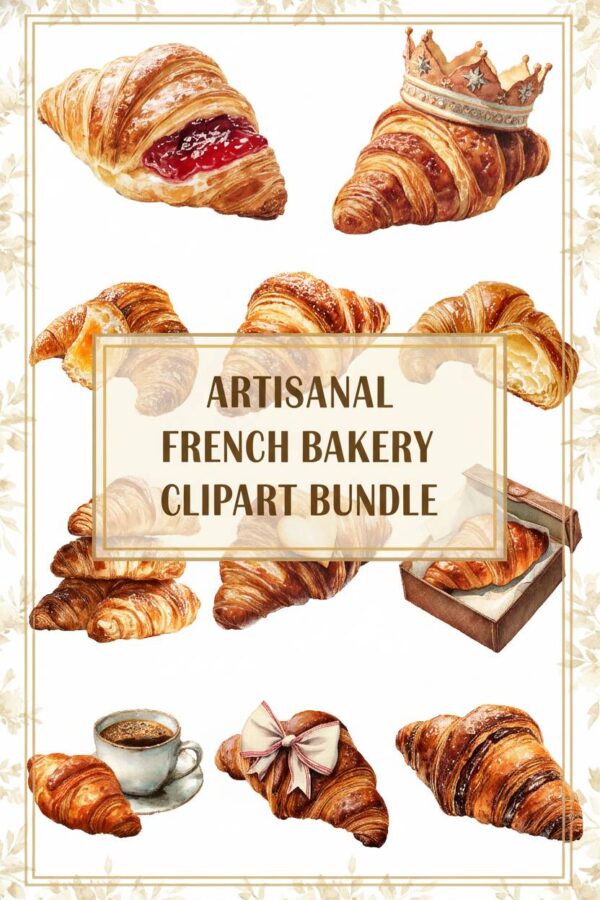 Artisanal French Bakery Watercolor Clipart Artisanal French Bakery Watercolor Clipart Collection - croissant, watercolor, clipart