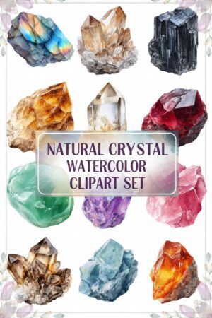 Enchanted Crystals Watercolor Clipart - crystals, watercolor, clipart
