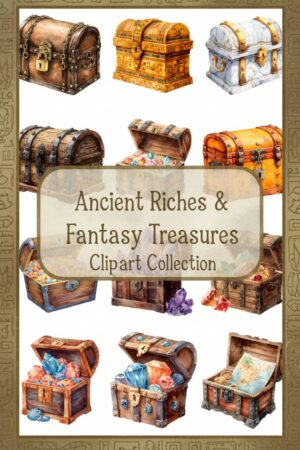 Enchanting Treasure Chests Digital Clipart - treasure, chest, fantasy