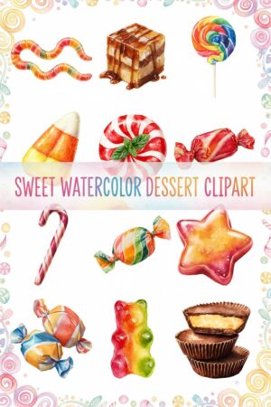 Vibrant Watercolor Candy Collection - watercolor, clipart, candy