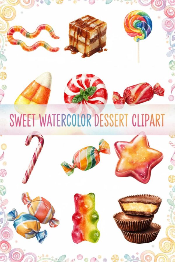 Vibrant Watercolor Candy Collection - watercolor, clipart, candy