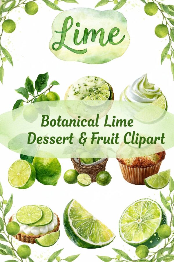 Zesty Watercolor Lime Collection - lime, watercolor, clipart