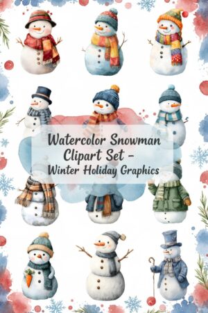 Cute Snowman Clipart Set - Winter Holiday Graphics - snowman, winter, holiday