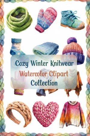 Cozy Knitwear Watercolor Clipart Bundle - watercolor, clipart, knitwear