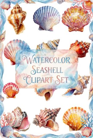 Watercolor Seashell Clipart Set - watercolor, seashell, beach