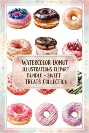Watercolor Donut Delight Clipart Bundle - watercolor, donuts, clipart