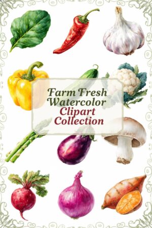 Farm Fresh Watercolor Vegetable Clipart Bundle - watercolor, vegetable, clipart
