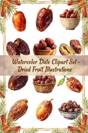 Dried Date Clipart Illustrations - Sweet Fruit Graphics - dates, fruit, dried
