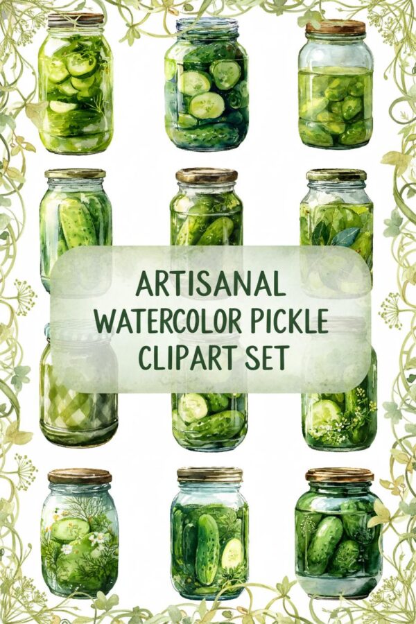 Preserved Cucumber Jars Clipart Collection - pickle, jar, cucumber