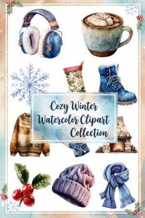 Cozy Winter Watercolor Clipart Collection - winter, watercolor, clipart