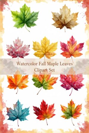 Vibrant Watercolor Maple Leaves Clipart Bundle - maple, leaf, fall