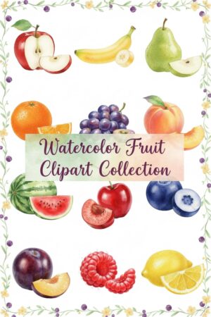 Vibrant Watercolor Fruit Clipart Collection - watercolor, fruit, clipart