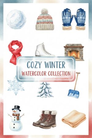 Cozy Winter Watercolor Clipart Collection - winter, watercolor, clipart