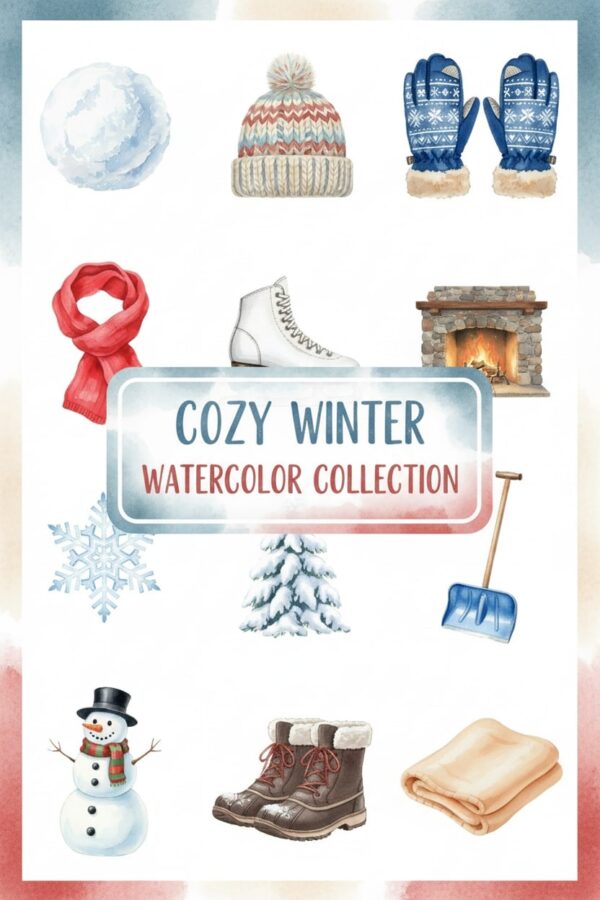 Cozy Winter Watercolor Clipart Collection - winter, watercolor, clipart
