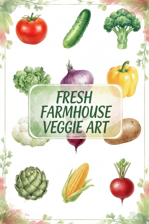 Farmhouse Fresh Veggie Watercolor Clipart Bundle - watercolor, vegetables, clipart