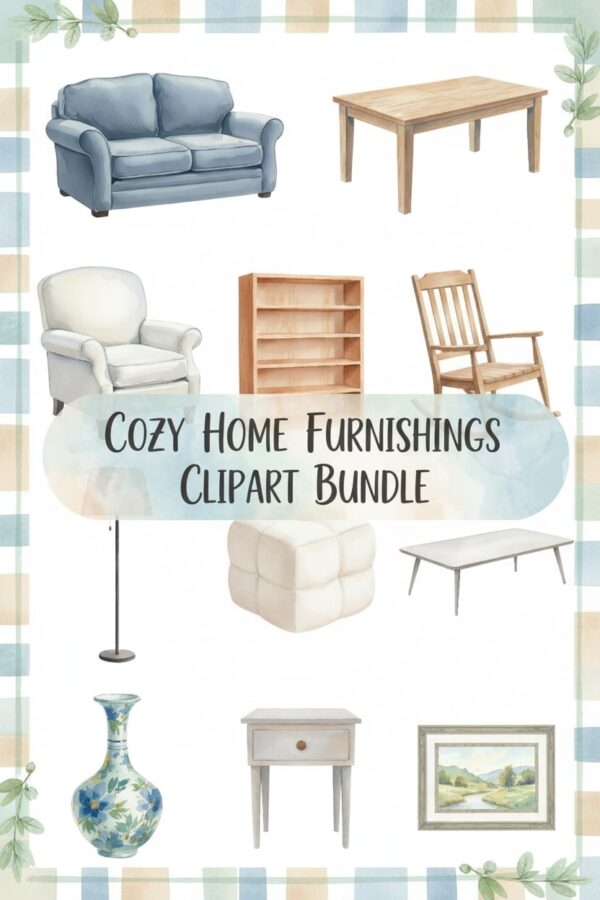 Charming Home Furnishings Clipart Bundle - cozy, home, furnishings