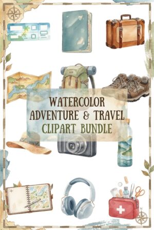 Wanderlust Watercolor Adventure Clipart Bundle - watercolor, clipart, travel