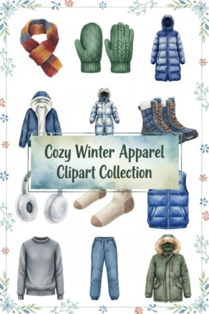 Cozy Winter Wardrobe Digital Clipart - winter, apparel, clipart