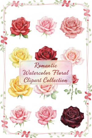 Enchanting Watercolor Rose Clipart Collection
