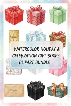 Watercolor Gift Box Clipart Bundle - watercolor, gift, box
