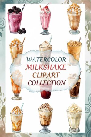 Watercolor Milkshake Clipart Collection - milkshake, watercolor, clipart