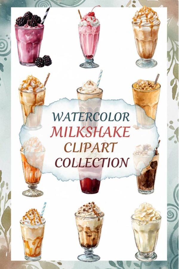 Watercolor Milkshake Clipart Collection Watercolor Milkshake Clipart Collection - milkshake, watercolor, clipart