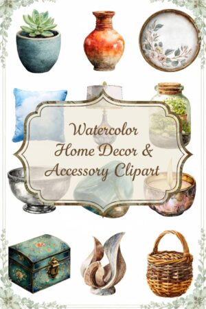 Enchanting Watercolor Home Decor Clipart Collection - watercolor, clipart, home