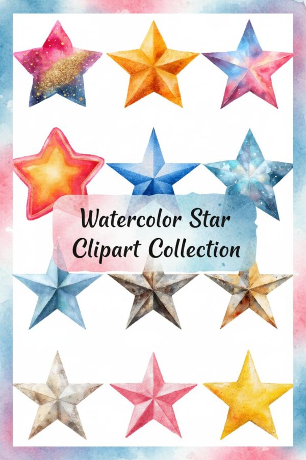 Vibrant Watercolor Star Clipart Collection - star, stars, celestial