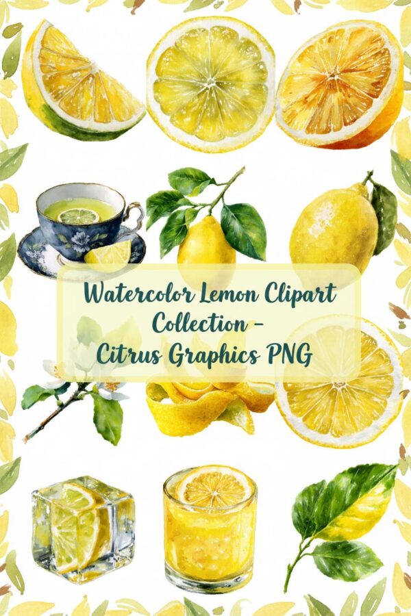 Vibrant Watercolor Lemon Citrus Collection Vibrant Watercolor Lemon Collection - Citrus Fruit Graphics - lemon, citrus, fruit